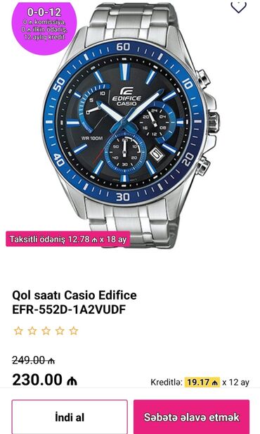 Qol saatları: Yeni, Qol saatı, Casio, rəng - Mavi — 5