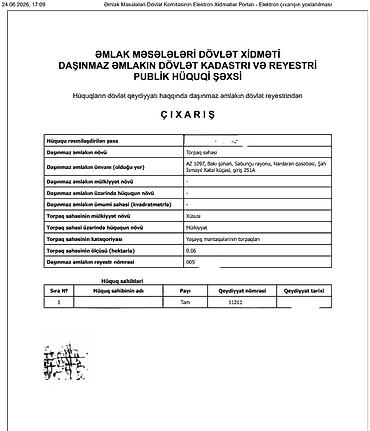 mida satis: 6 sot, Tikinti, Mülkiyyətçi, Kupça (Çıxarış), Texniki pasport — 8