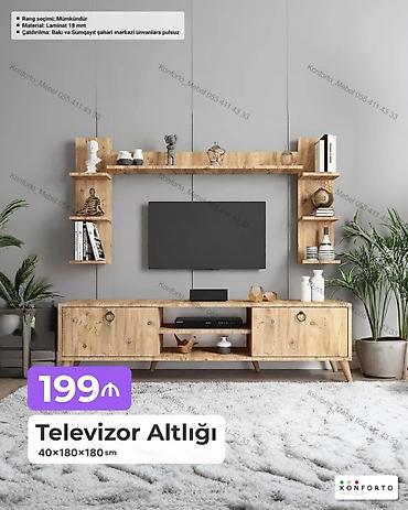 Televizor altlığı və divar rəfləri dəsti - Ölçü: 40 × 180 × 180 sm -