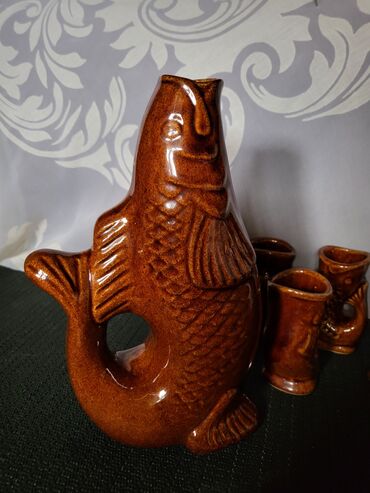 Čaše: Komplet nov za pice rucni rad 60te.Poljska. Komplet braon,rucni — 15