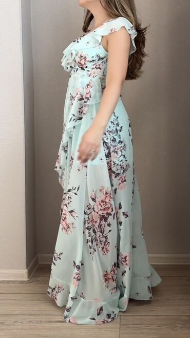 Повседневные платья: Повседневное платье, Китай, Лето, Длинная модель, Шифон, Крестьянка, S — 8