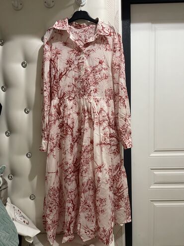 розовое платье длинное: Повседневное платье, Осень-весна, Длинная модель