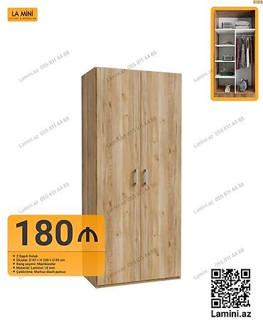 Mebel: İki qapılı dolab - Ölçülər: dərinlik 47 sm × hündürlük 200 sm × en 90 — 1