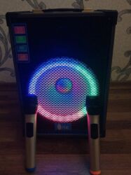 mikrofon qiymeti: Daşına bilən karaoke səs sistemi – LED işıqlı akustik kolonka və 2