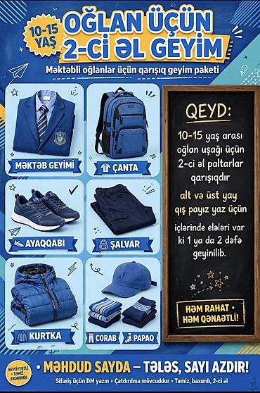 usag geyim: Oğlan uşaqları üçün 10–15 yaş aralığına uyğun 2-ci əl qarışıq geyim — 1
