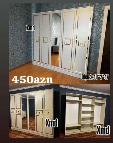 Sifarişlə qonaq dəstləri: Açılan, 4 qapılı Düz dolab, Qarderob, paltar dolabı