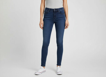 granatowe dżinsy z wysokim stanem: Jeans for women, size S