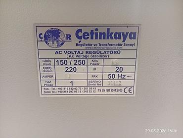 kendir ipi: Çetinkaya AC Voltaj Regülatörü – 15 kVA Texniki göstəricilər: - Giriş — 2