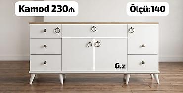 Komodlar: Ağ rəngli, skandinaviya üslubunda kamod. Üst panel açıq ağac tonunda — 1