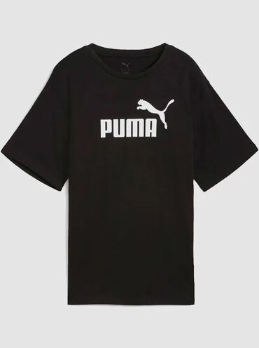 день и ночь: Черная футболка Puma с короткими рукавами и большим белым логотипом