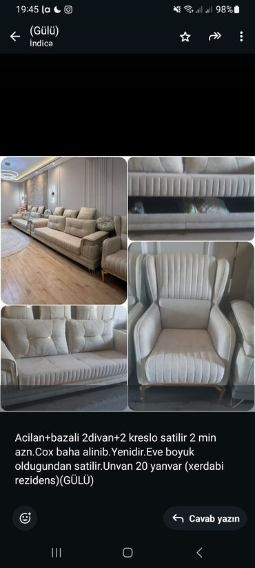 стульчик и кресло кочалка для кормления: Acilan+bazali 2divan+2 kreslo satilir 2 min azn.Cox baha