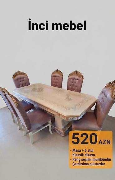 madeyra stullar: Qonaq otağı üçün, Yeni, Açılmayan, Dördbucaq masa, 6 stul — 1
