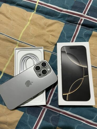 корпус для пе: IPhone 16 Pro, Жаңы, 256 ГБ, Natural Titanium, Кабель, Куту, 96 %