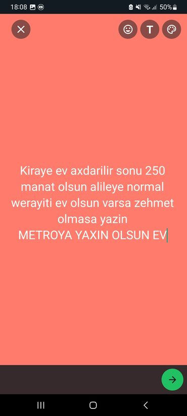 razinde 2 otaqli evler kiraye: 2 м², 2 комнаты, Комби, Газ, Электричество