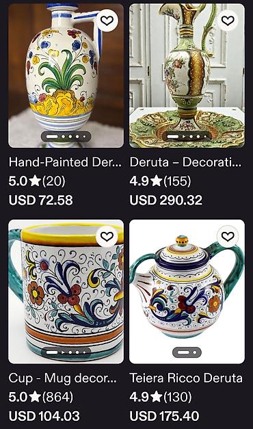 da li neko otkupljuje heklane stvari: Cajnik Deruta majolika oblik Aladinove lampe Italija iz 70ih godina — 2