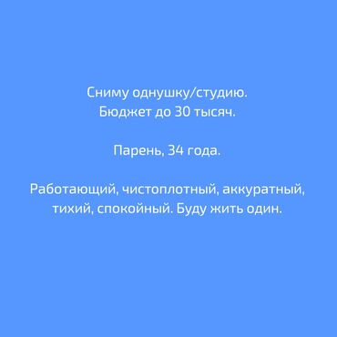 Сниму квартиру: 1 комната, 30 м², С мебелью