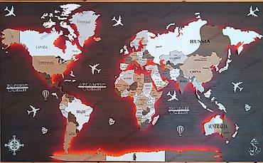 Ostali kućni dekor: Led mapa sveta 250×150 cm 3D sa podlogom Istražite lepotu dekorativne — 3