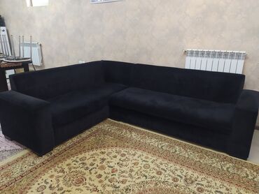 künc divan islenmis: Угловой диван, Б/у, Нераскладной, Без подьемного механизма, Велюровая ткань