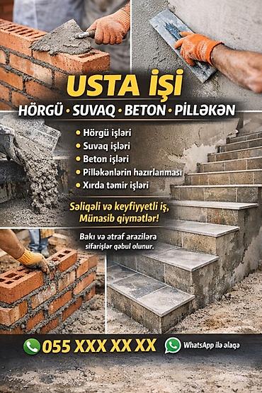 ремонт стабилизаторов: Usta işi – hörgü, suvaq, beton və pilləkən xidmətləri İş — 1