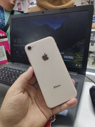 Apple iPhone: IPhone 8, Б/у, 256 ГБ, Rose Gold, Защитное стекло, Кабель, 100 %