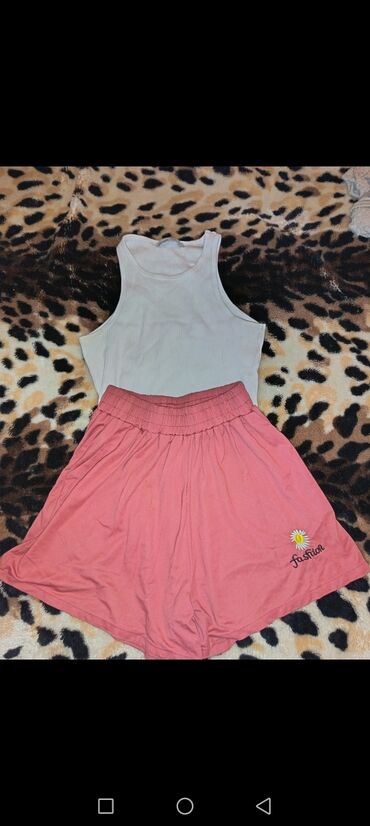 дождевой костюм детский: Qadın şort+top dəsti - Üst: krem rəngli qolsuz ribli crop-top