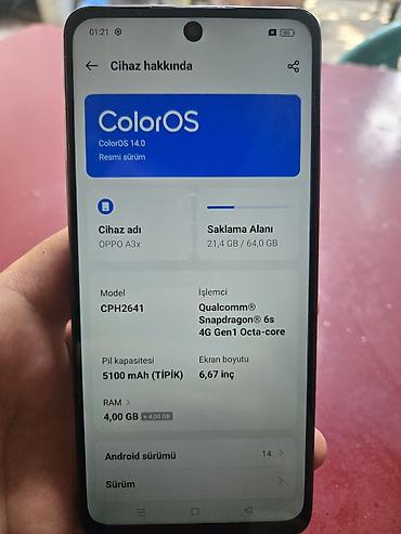 telefon plata: Oppo A3x, 64 GB, rəng - Qara — 4