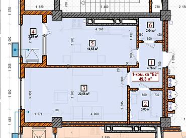 космическая: 2 комнаты, 49 м², Элитка, 15 этаж, ПСО (под самоотделку) — 6