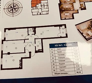 Продажа квартир: 3 комнаты, 98 м², 7 этаж, ПСО (под самоотделку) — 2