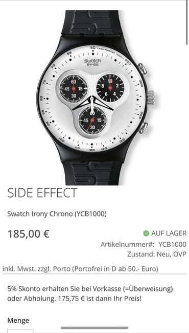 Очки: Наручные часы, Swatch, цвет - Черный