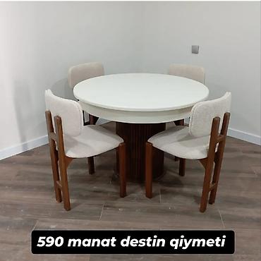 tek kreslo: Mətbəx üçün, Yeni, Açılmayan, Yumru masa, 4 stul — 1