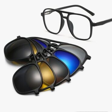 антифарный очки: Солнцезащитные очки на магнитах со сменными накладками 2333A