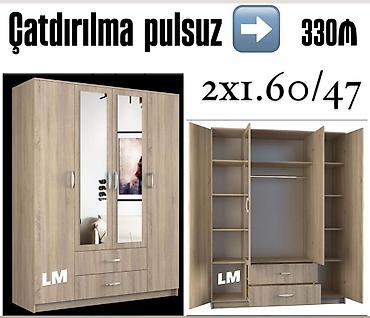 Dolablar: Dörd qapılı dolablar təmiz laminatla 📌 Qiymət : 330₼ Ölçü : 2 x 1.60 — 2