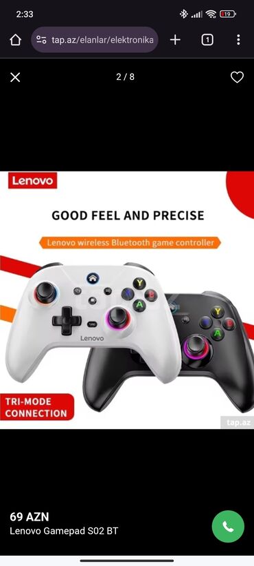 кондиционер бу: Lenovo markasına məxsus S02 BT modeli, yüksək dəqiqlik və rahat tutuş