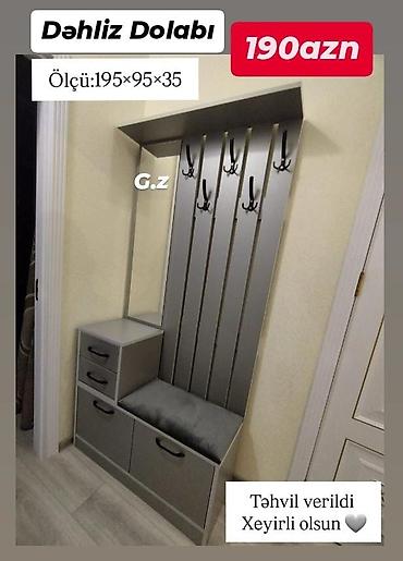 asılqan qarmaq: Dəhliz dolabı – çoxfunksiyalı giriş mebeli Qiymət: 190 AZN Ölçü: 195 × — 1