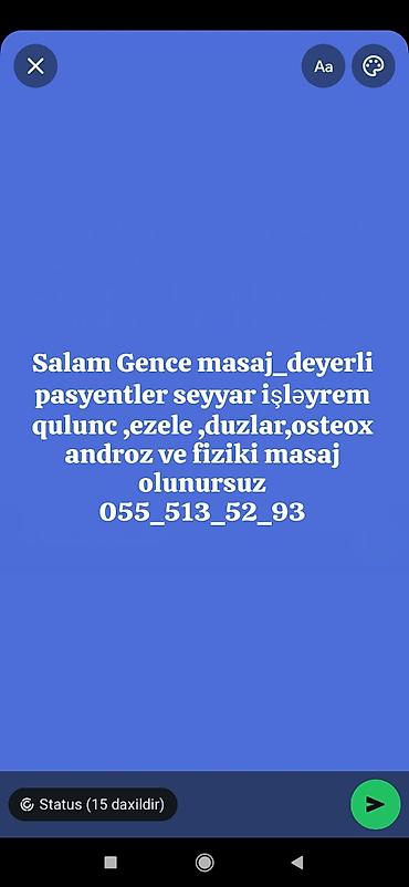 Красота и здоровье: Gəncə şəhərində səyyar masaj xidməti. Təkliflər: - Quluncun aradan — 1