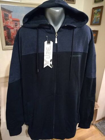 muski kais 95cm: Sweatshirt, 5XL (EU 62), color - Blue, With a hood