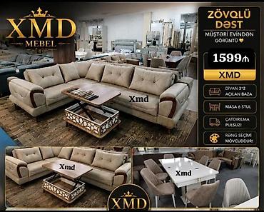 Мебель: XMD Mebel – Yemək Masası və Zövqlü Dəst - Masa: 1×2 ölçü - Rəng — 2