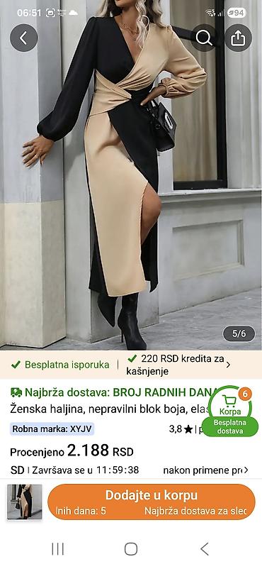 statement ogrlice: Ženska duga haljina sa upečatljivim printom u plavo-belim tonovima — 6