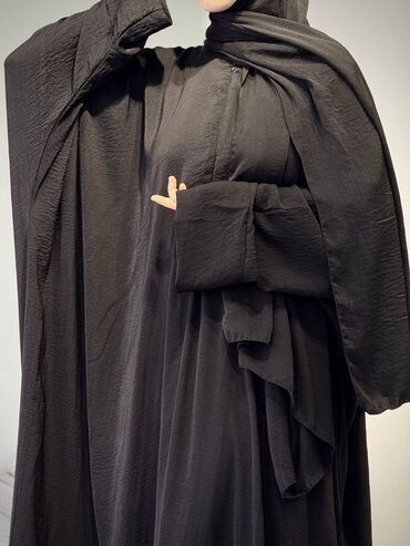 Повседневные платья: Абая с хиджабом из мягкой струящейся ткани с благородным сатиновым — 10