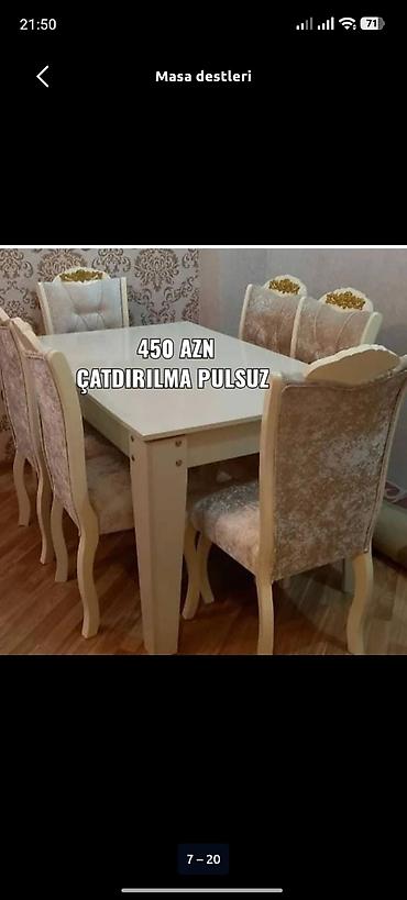 sumqayit stol stul: Qonaq otağı üçün, Yeni, Açılmayan, Dördbucaq masa, 6 stul — 1