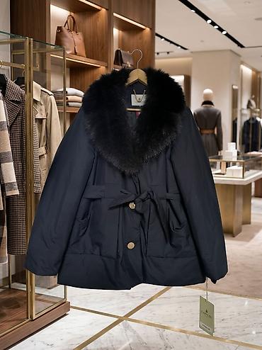 lanvin: Женская укороченная зимняя куртка с натуральным меховым воротником - — 1