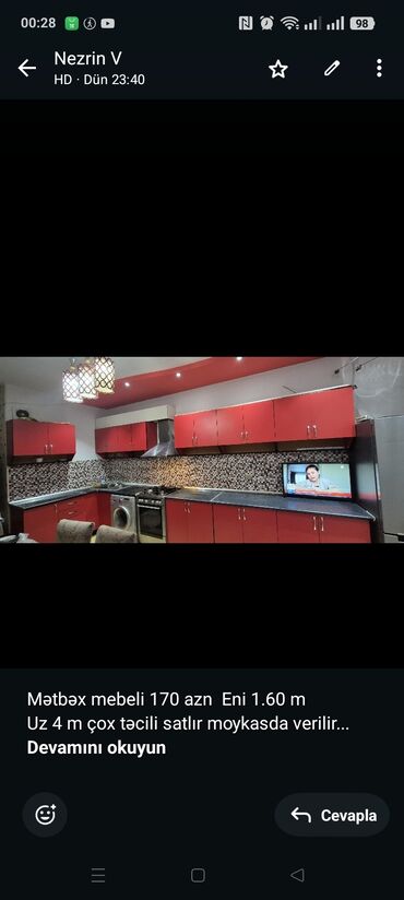 работа сборщиком мебели: Mətbəx mebeli 170 azn Eni 1.60 m Uz 4 m çox təcili satlır moykasda
