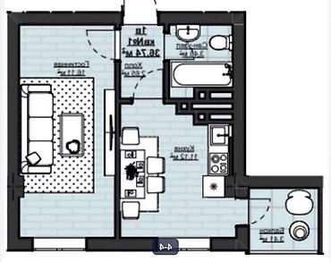 сдача: 1 комната, 37 м², Асанбай мкр Элитка, 11 этаж, ПСО (под самоотделку) — 10