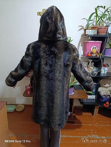 Шубы: Шуба, Норка, По колено, С капюшоном, 4XL — 4