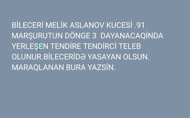 Aşpazlar: Tendi̇re tendi̇rci̇ teleb olunur.Maaş gündəlik verilir