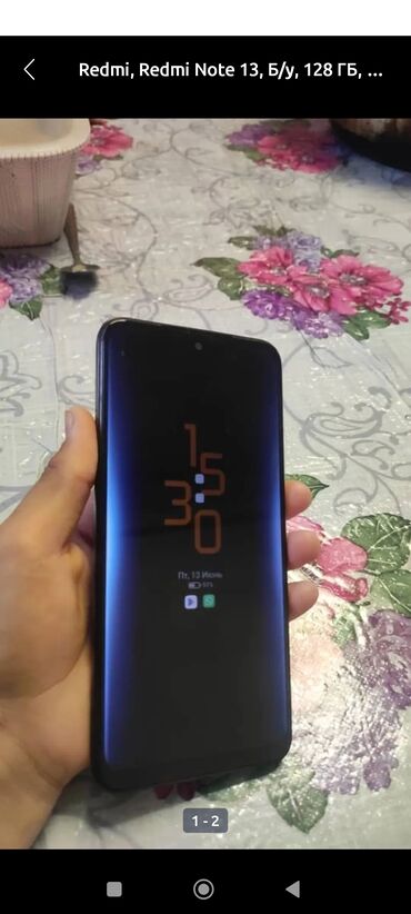 ми нот 3: Redmi, Redmi Note 13, Колдонулган, 128 ГБ, түсү - Кара, 1 SIM, 2 SIM