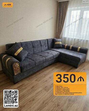 Mebel: Künc divan – La Mini model - Ölçülər: 260 × 160 sm - Mexanizm — 1