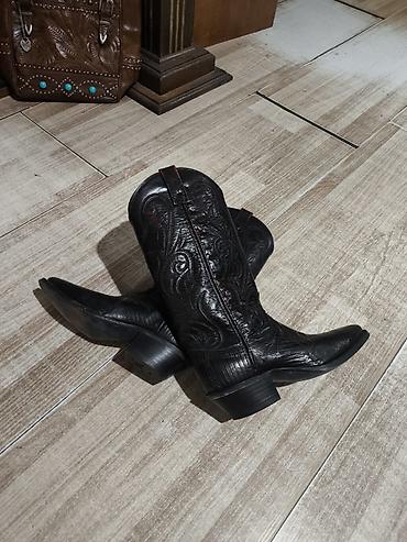 кожаная рубашка: Ковбойские сапоги из натуральной кожи, черные. - Классическая высокая — 6