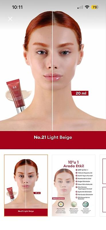 üz: 1defe istifade olunub.MISSHA M Perfect Cover BB Cream – No.21 Light — 2