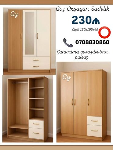 Çarpayılar: Yeni, Açılan, 3 qapılı Qarderob, paltar dolabı